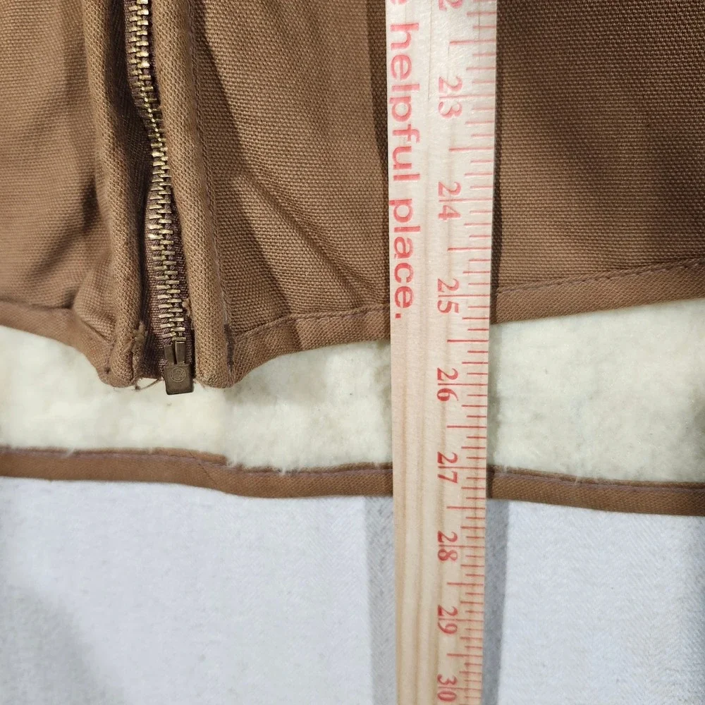 VTG Carhartt 6SV Men Sherpa Lined  Brown Duck Canvas Hunting Zip Workwear Vest